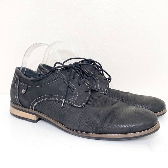 Steve Madden Cherf Black Leather Oxfords Size 10.5 - Picture 2 of 7